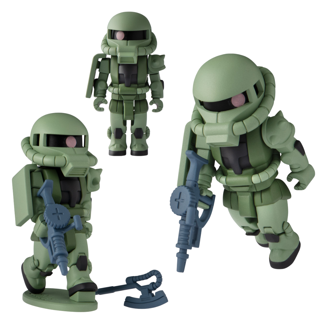 Bandai Shokugan Bit Lot Zaku II Gundam mini figure with articulation and interchangeable parts