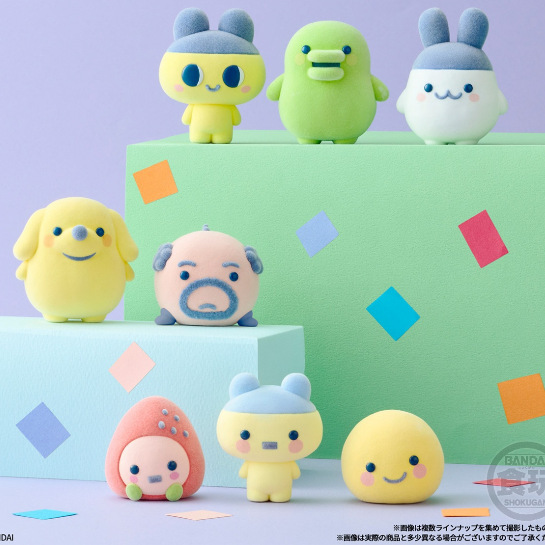 Bandai Shokugan Tamagotchi Otomodachi Doll flocked pastel collectible figure in house shaped box