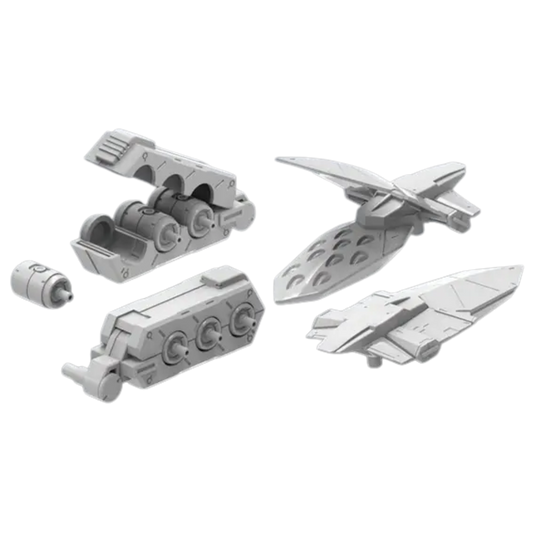 MS Funnel 01 on 1/144 HG Gunpla, remote funnel effects posed around the mobile suit