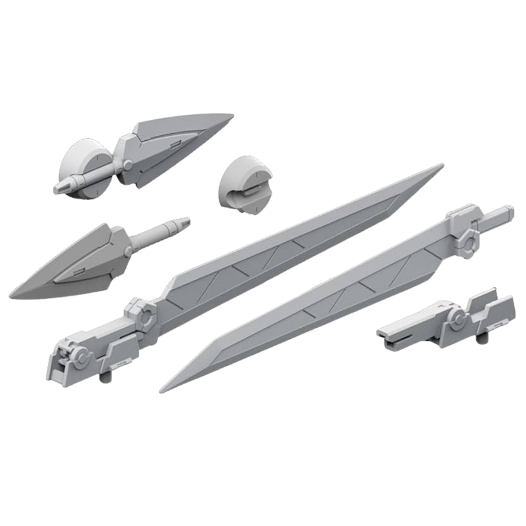 MS Sword 01 installed on 1/144 HG Gunpla, custom sword posed in action