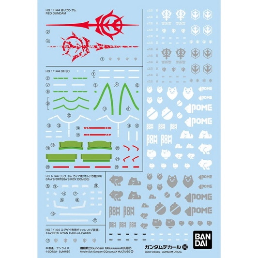 Bandai Gundam Decal 140 Multiuse 2 waterslide decal sheet with unit markings and caution symbols for Gunpla detailing