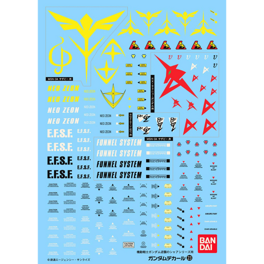 Bandai GD23 MG Multiuse Char's Counterattack waterslide decal sheet with Neo Zeon markings for MG Sazabi style Gunpla