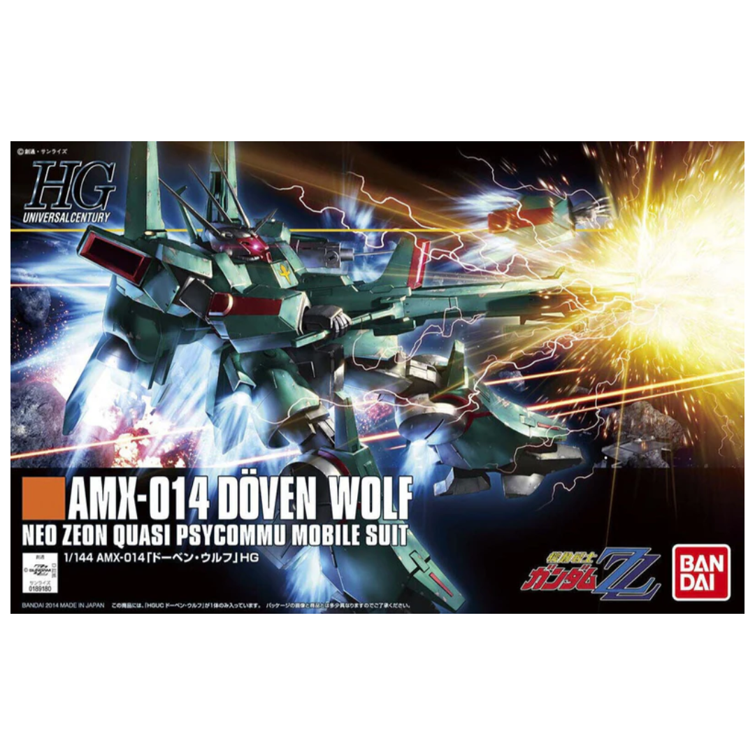 Bandai HG 1/144 AMX-014 Doven Wolf model kit box art, Gundam ZZ