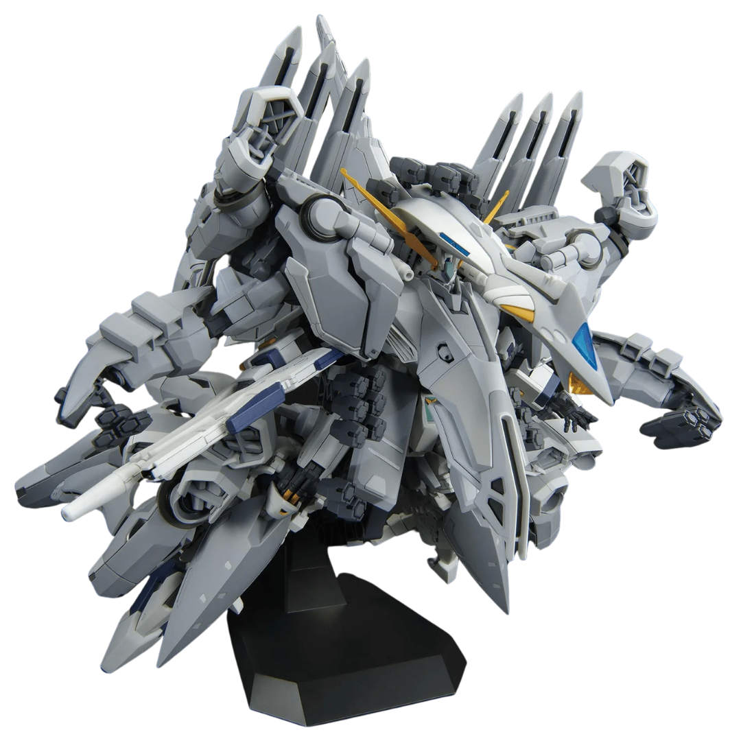 Bandai HG Alyzeus Model Kit fully armoured and posed on display stand