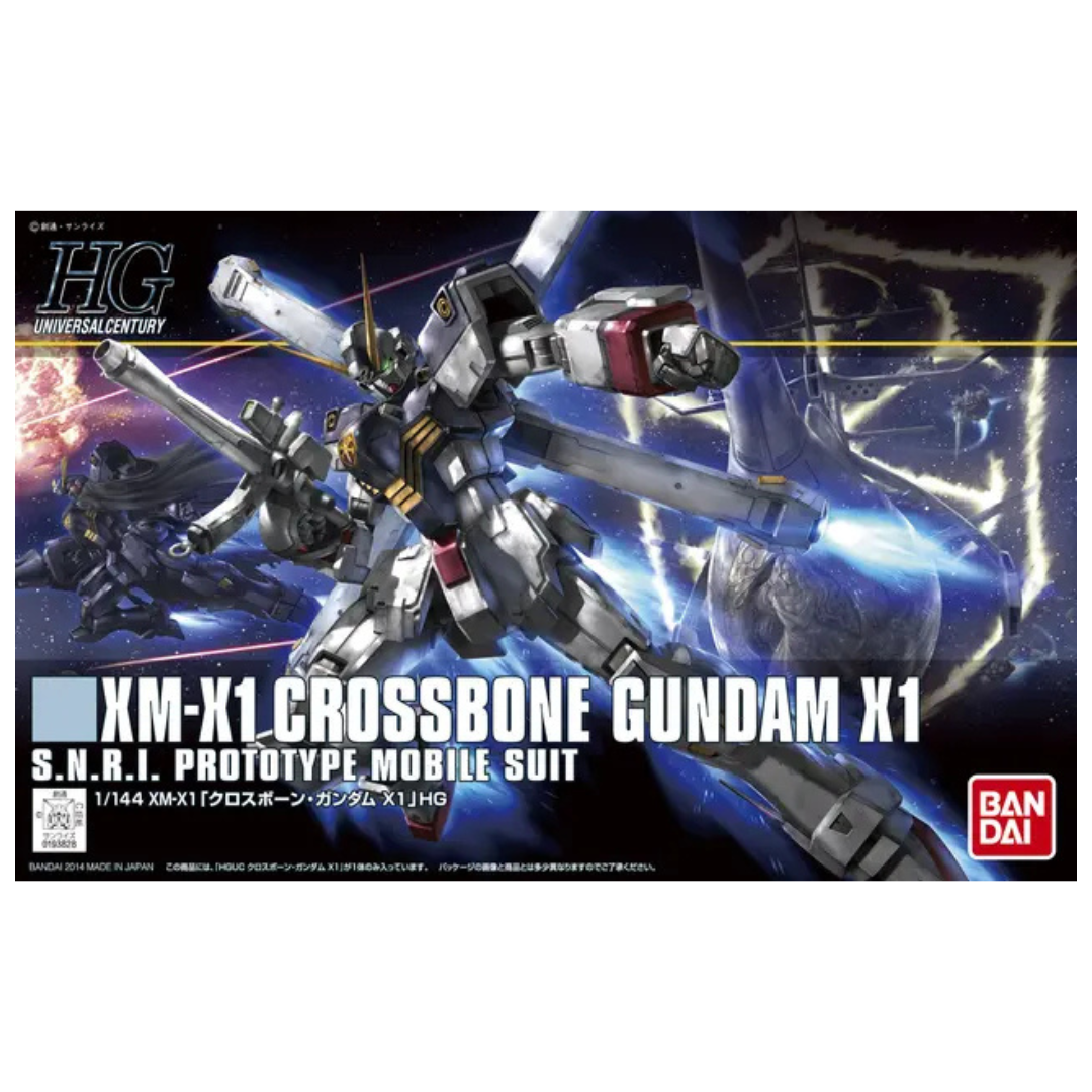 Bandai HG 1/144 Crossbone Gundam X1 model kit box art, Crossbone Gundam