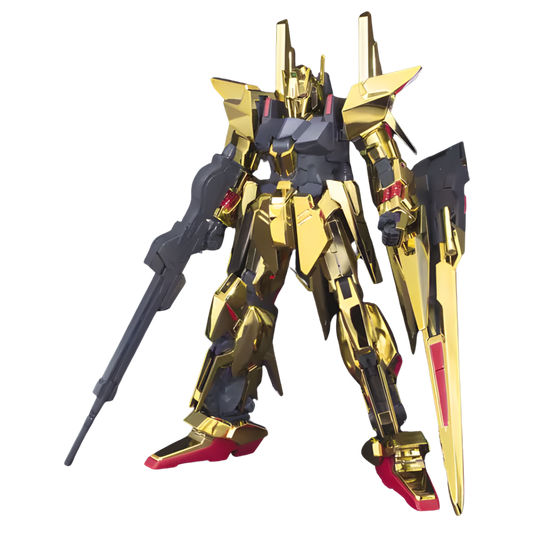 Bandai HG Delta Gundam 1/144 model kit with gold armour and weapons
