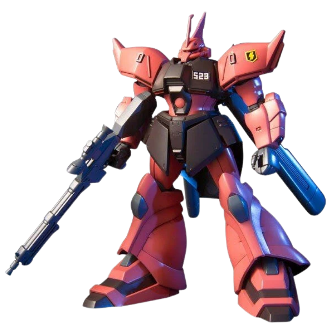 Bandai HG Gelgoog Jager 1/144 scale model kit front view standing with beam machine gun and shield