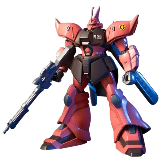 Bandai HG Gelgoog Jager 1/144 scale model kit front view standing with beam machine gun and shield