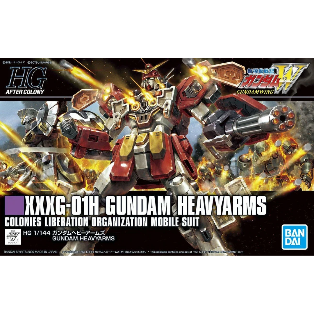 Bandai HG Gundam Heavyarms 1/144 Gundam Wing model kit with beam gatling shield and red armor