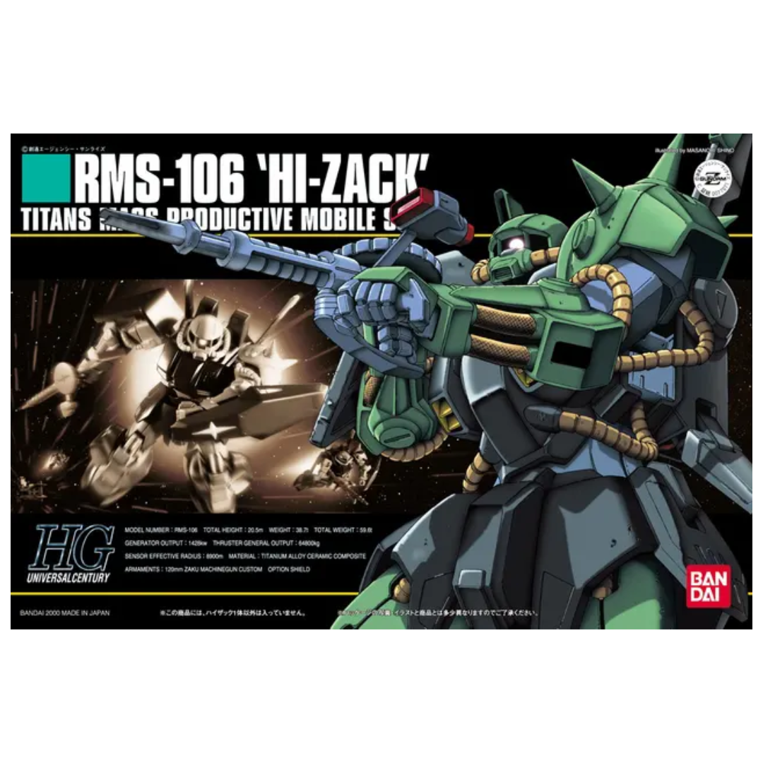 Bandai HG 1/144 HI-Zack model kit box art, Z Gundam