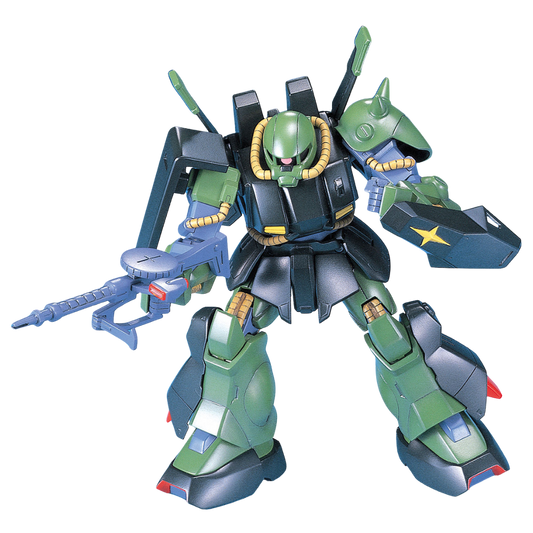 Bandai HG 1/144 HI-Zack built kit, three-quarter pose with rifle, Z Gundam