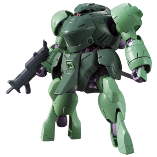 Bandai HG 1/144 Man Rodi built kit, three-quarter pose with rifle, Gundam IBO