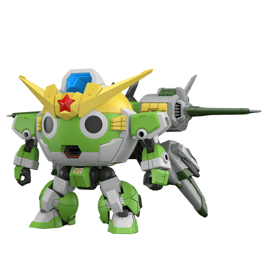 Bandai HG New Keroro Robo model kit with green robot design, backpack, and weapon parts