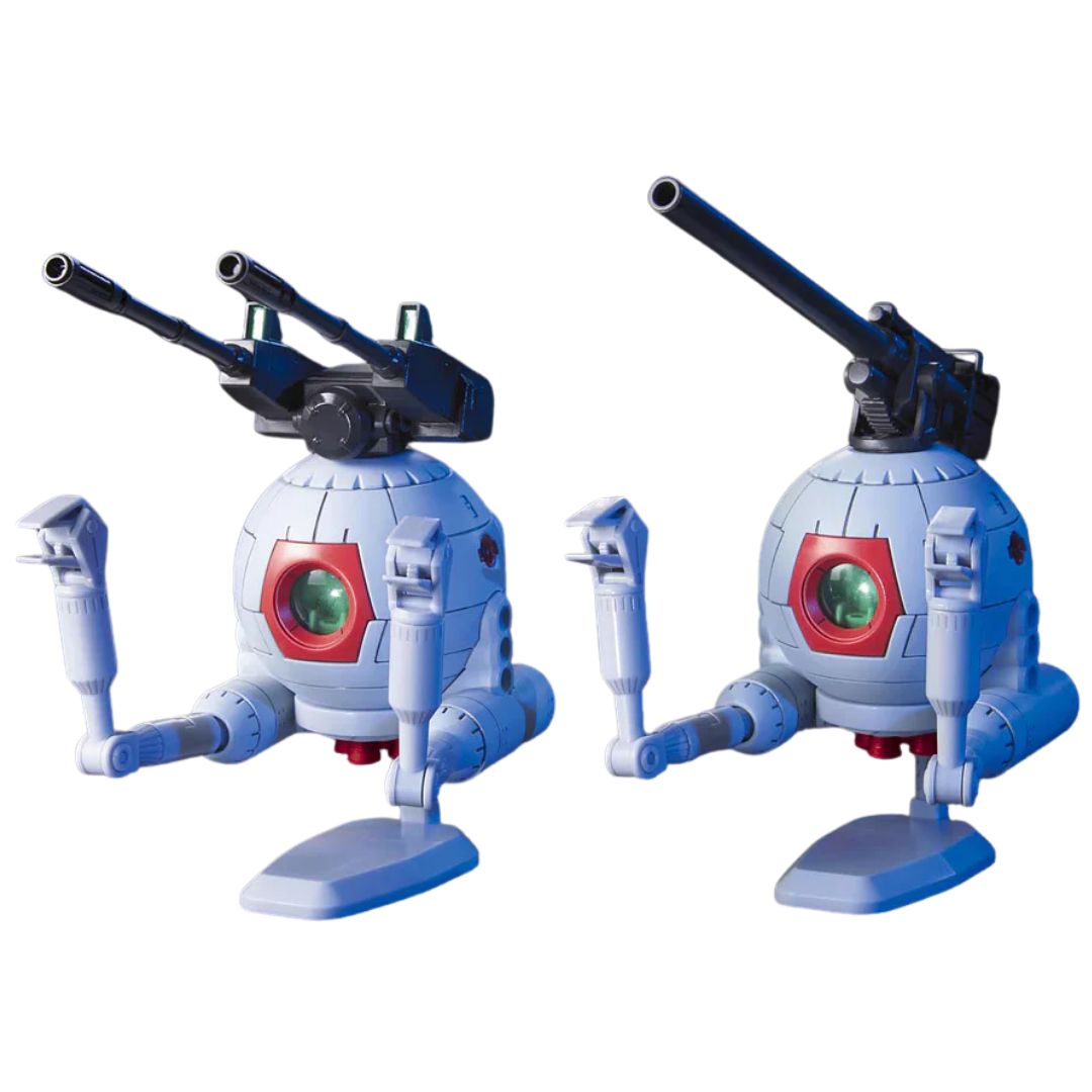 Bandai HG RB-79 Ball Twin Set box art showing two support mobile pods with cannons
