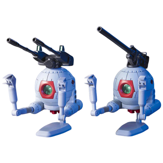Bandai HG RB-79 Ball Twin Set box art showing two support mobile pods with cannons
