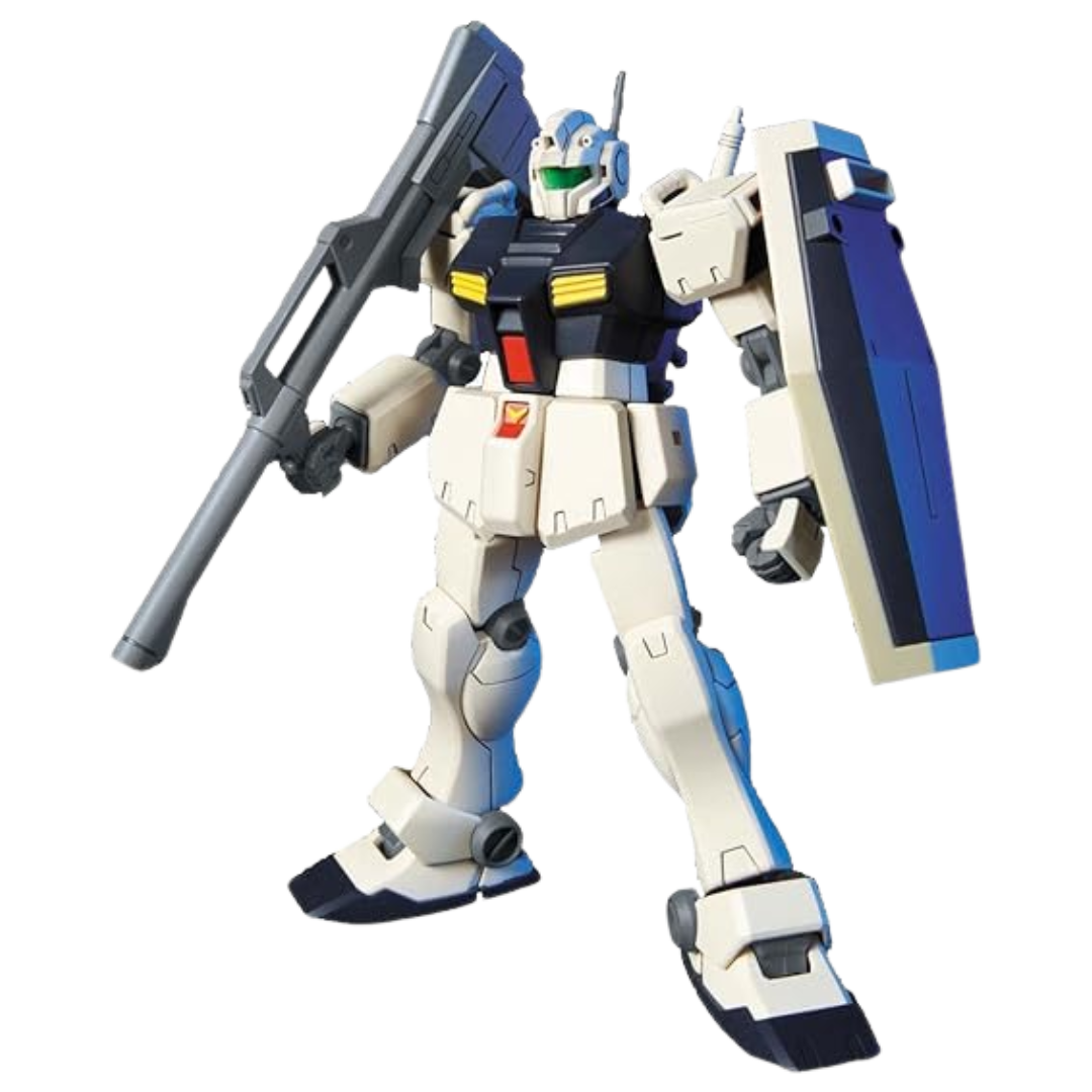 Bandai HG 1/144 RGM-79C GM Type C built kit, three-quarter pose with shield, Gundam 0083