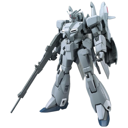 Bandai HGUC Zeta Plus Unicorn Ver. 1/144 scale model kit front view standing with rifle and shield