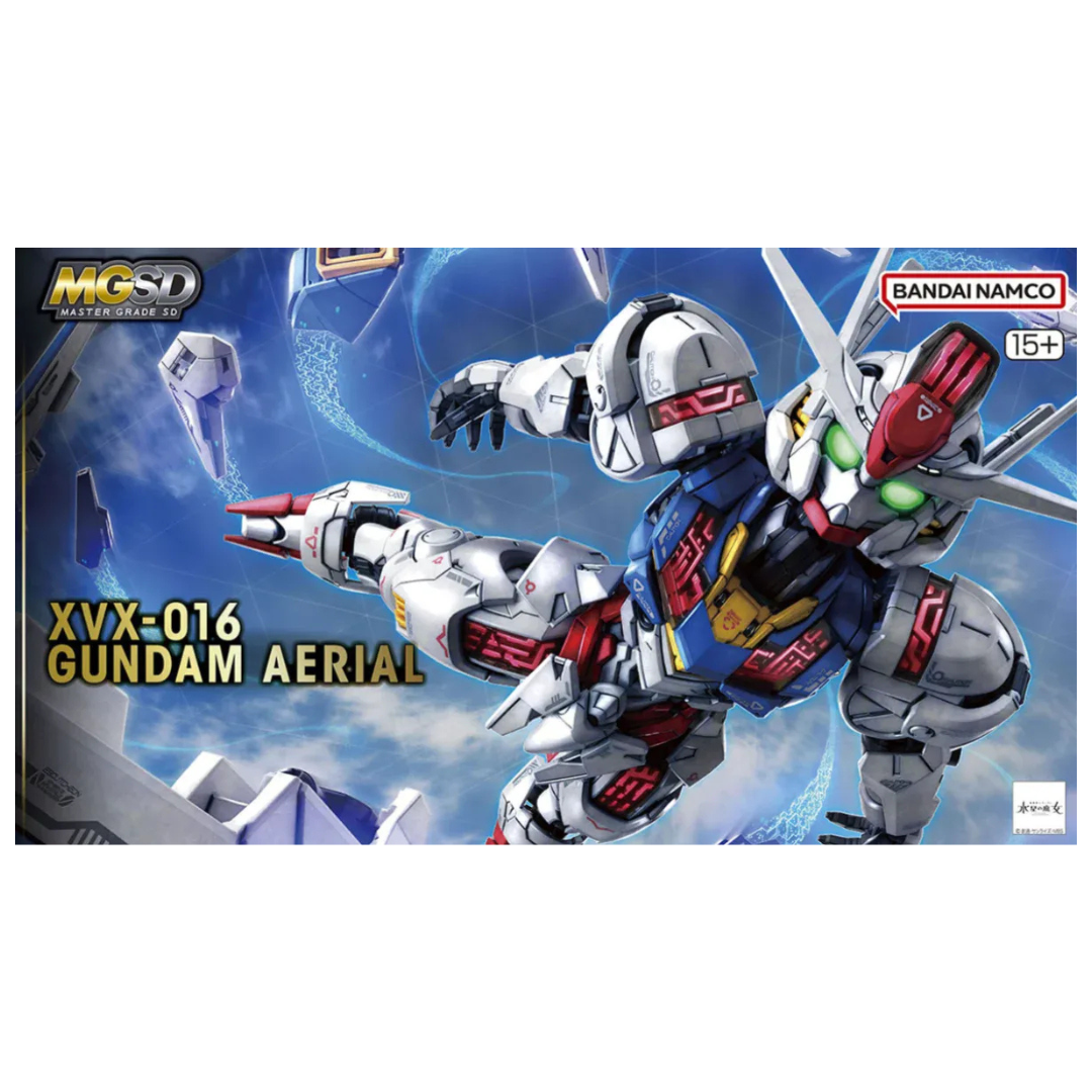 Gundam model kit with 'BANDAI NAMCO' branding on a blue background box