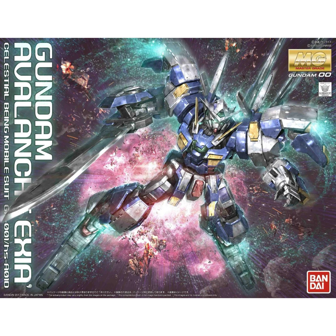 Bandai MG Avalanche Exia model kit from Mobile Suit Gundam 00V Battlefield Record built figure box image art