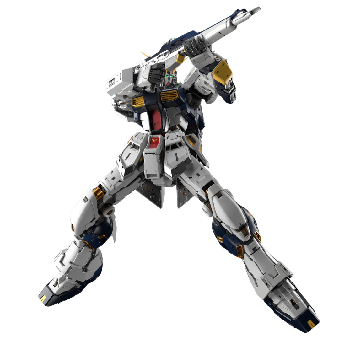 Bandai PG Unleashed RX-93 Nu Gundam aiming rifle in dynamic pose with detailed 1/60 frame