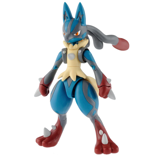 Mega Lucario model kit front view standing with aura spikes and dynamic pose