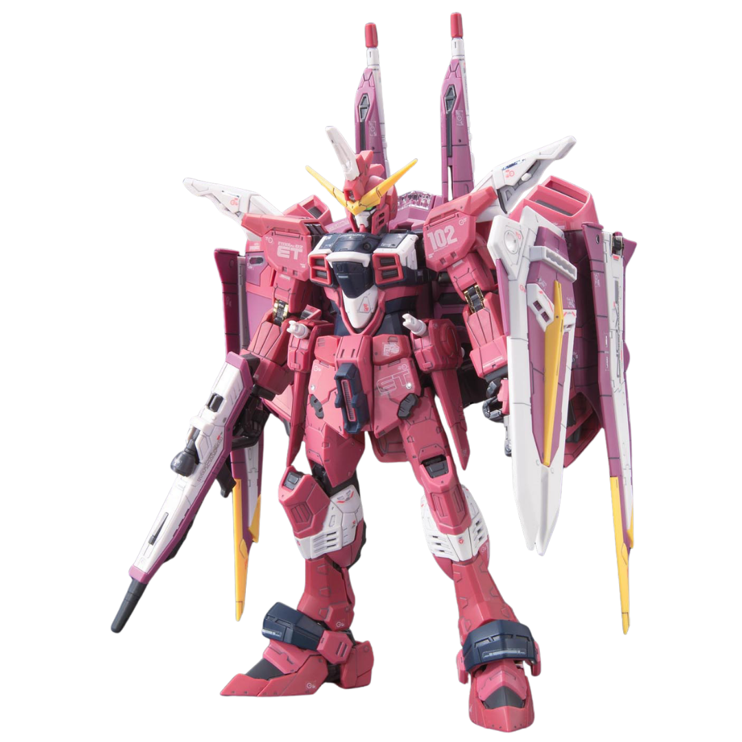 Bandai RG Justice Gundam 1/144 Gundam SEED model kit with Fatum-00 backpack rifle and shield