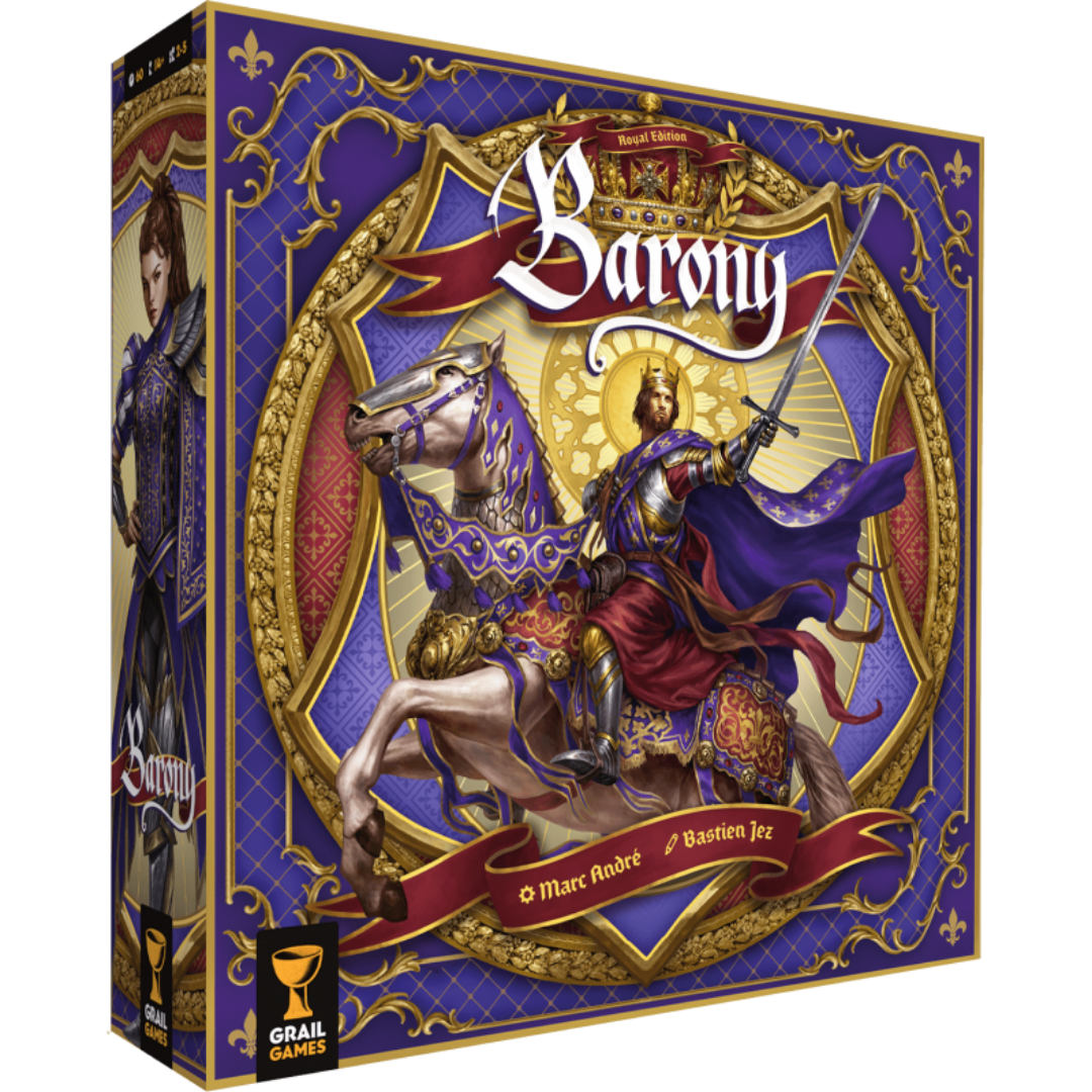Barony Royal Edition board game with Sorcery expansion and asymmetric player powers
