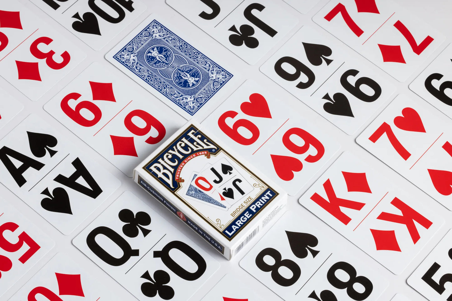 Bicycle Playing Cards - Bridge Size - LARGE Print (Blue), featuring an easy-to-read design with a slim, comfortable grip.