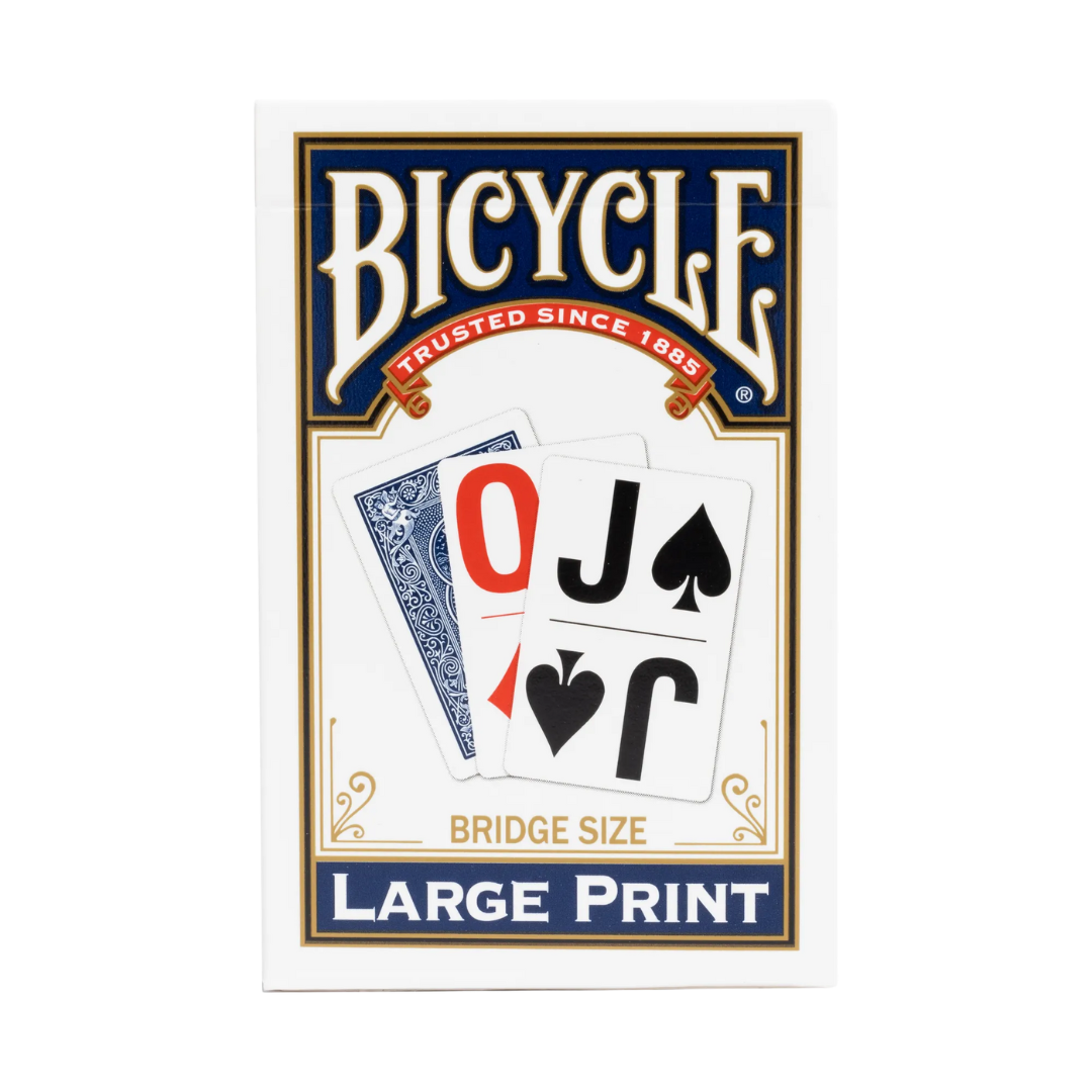 Bicycle Playing Cards - Bridge Size - LARGE Print (Blue), featuring an easy-to-read design with a slim, comfortable grip.