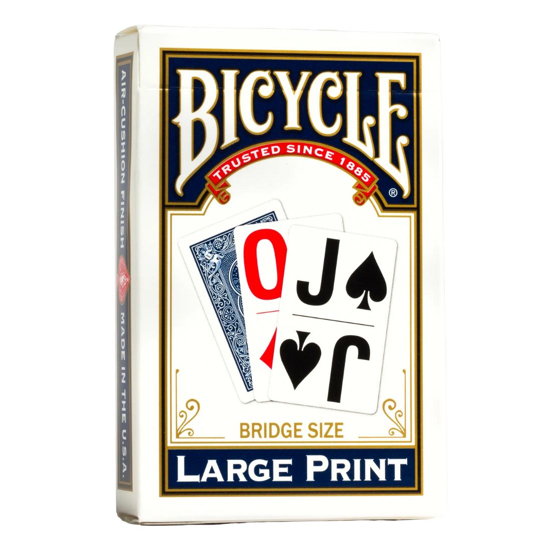 Bicycle Playing Cards - Bridge Size - LARGE Print (Blue), featuring an easy-to-read design with a slim, comfortable grip.