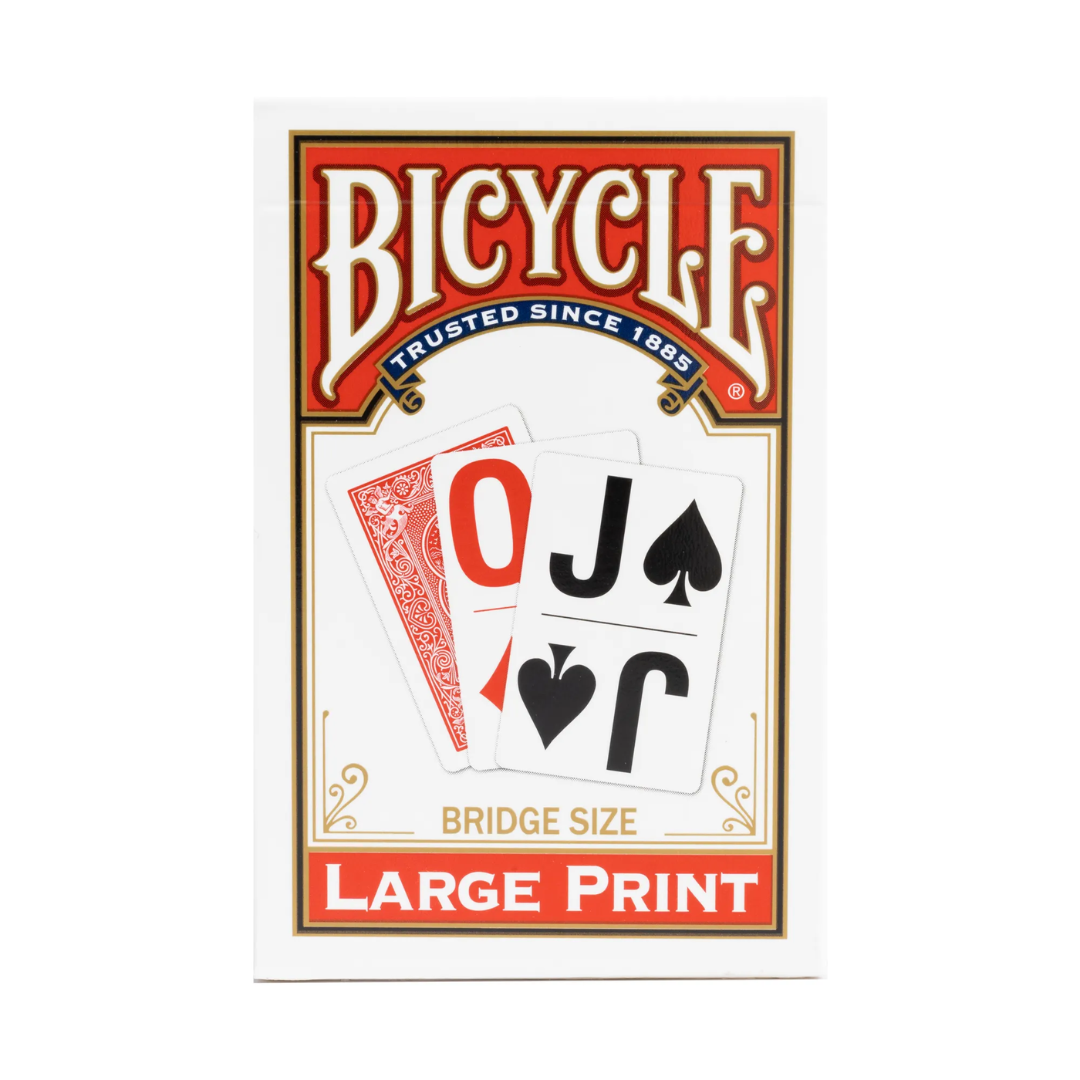 Bicycle Playing Cards - Bridge Size - LARGE Print (Red), featuring an easy-to-read design with a slim, comfortable grip.