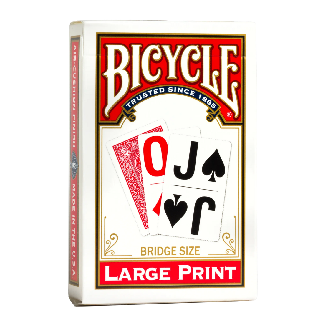 Bicycle Playing Cards - Bridge Size - LARGE Print (Red), featuring an easy-to-read design with a slim, comfortable grip.