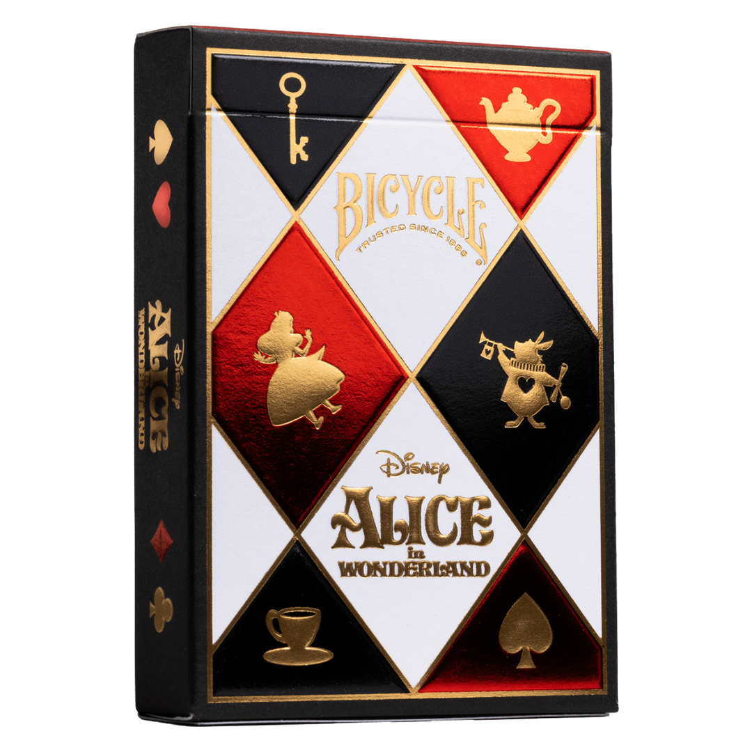 Bicycle Disney Alice in Wonderland Playing Cards with Stunning Artwork Featuring Classic Characters Like Alice, Mad Hatter, and Queen of Hearts