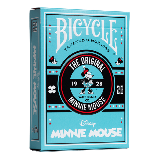 Bicycle Playing Cards Disney Classic Minnie Mouse deck with vintage polka dot design, premium air-cushion finish, and collectible Disney artwork.