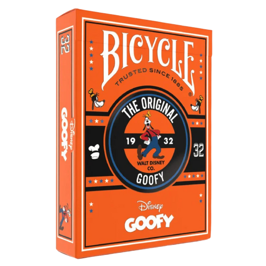 Bicycle Disney Goofy playing cards with embossed spot‑varnished tuck case and custom Goofy and Donald Duck artwork