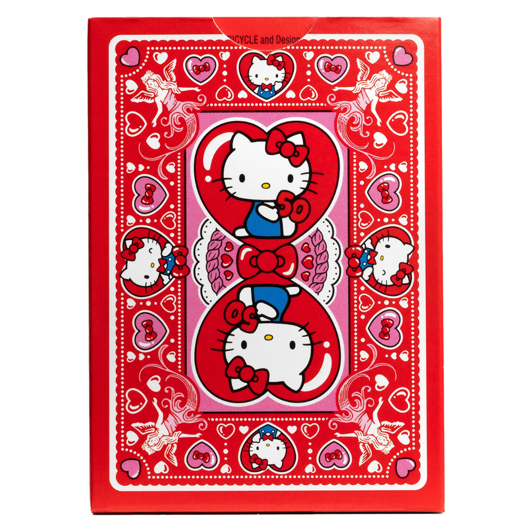 Bicycle Playing Cards - Hello Kitty 50th Anniversary Edition, featuring adorable Hello Kitty artwork and a commemorative tuck box.