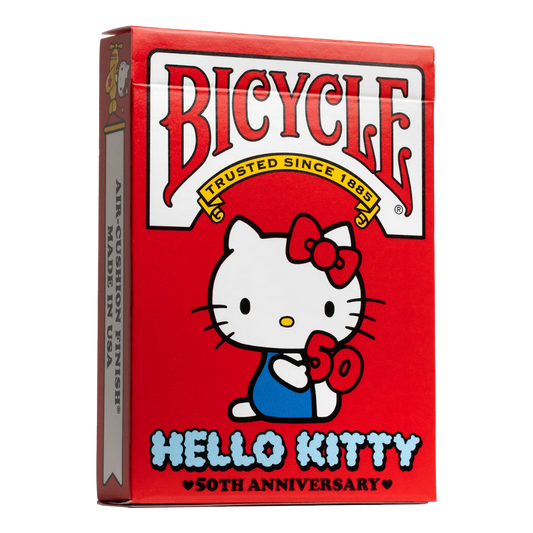 Bicycle Playing Cards - Hello Kitty 50th Anniversary Edition, featuring adorable Hello Kitty artwork and a commemorative tuck box.