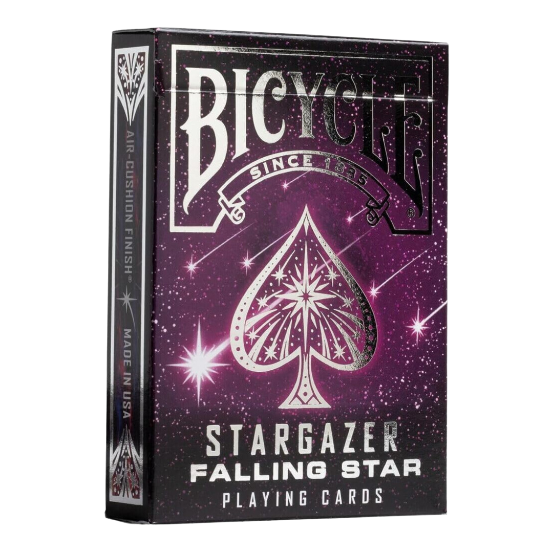 Bicycle Stargazer Falling Star Playing Cards with celestial-themed artwork, falling star design, and Air-Cushion Finish for smooth handling and durability.