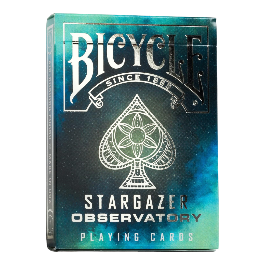 Bicycle Stargazer Observatory Playing Cards with celestial-themed design, premium Air-Cushion Finish, and smooth handling for collectors and players.