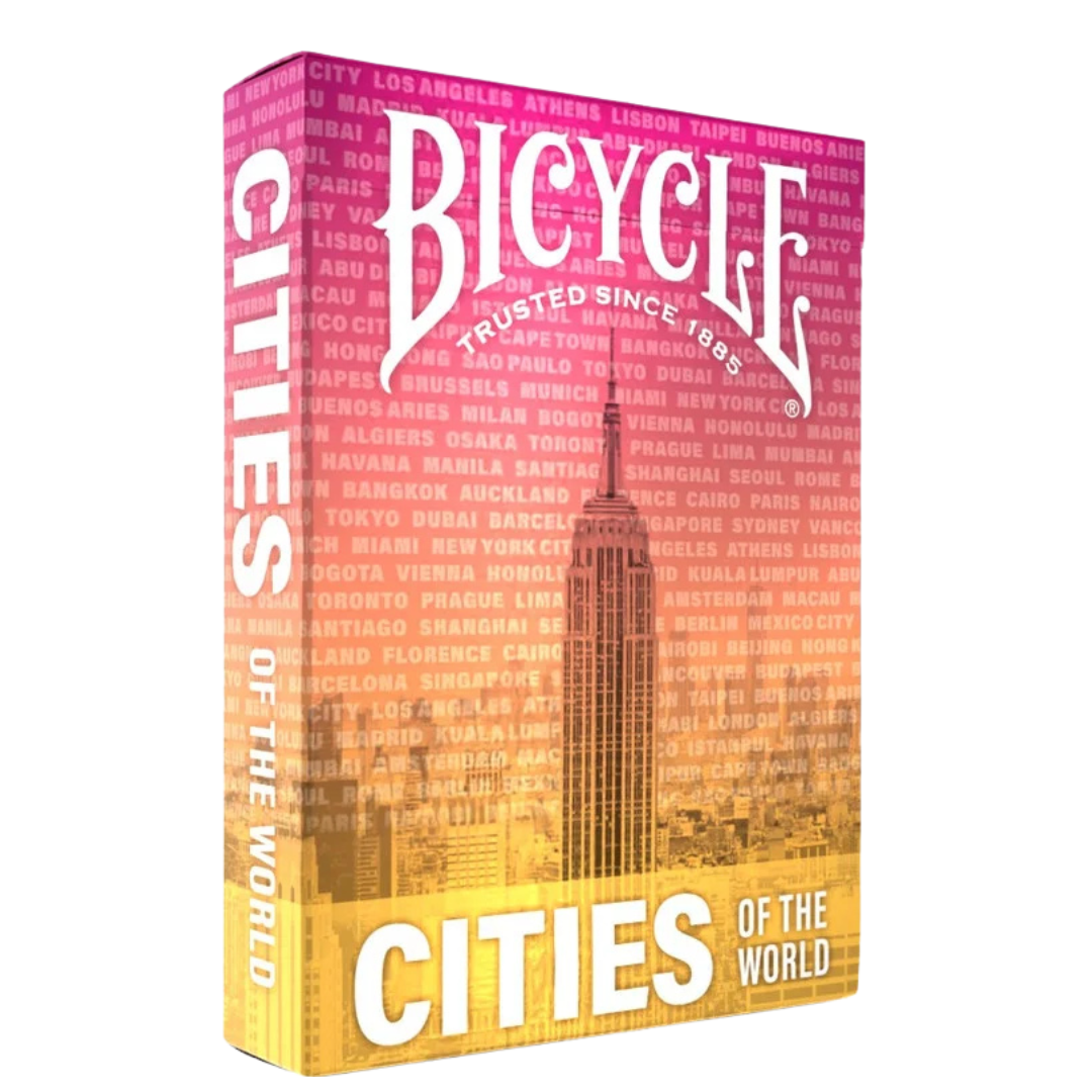 Bicycle Cities of the World Playing Cards deck with skyline designs and foiled tuck box