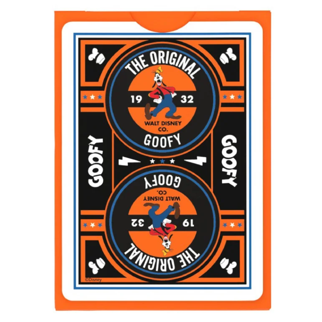 Bicycle Disney Goofy playing cards with embossed spot‑varnished tuck case and custom Goofy and Donald Duck artwork