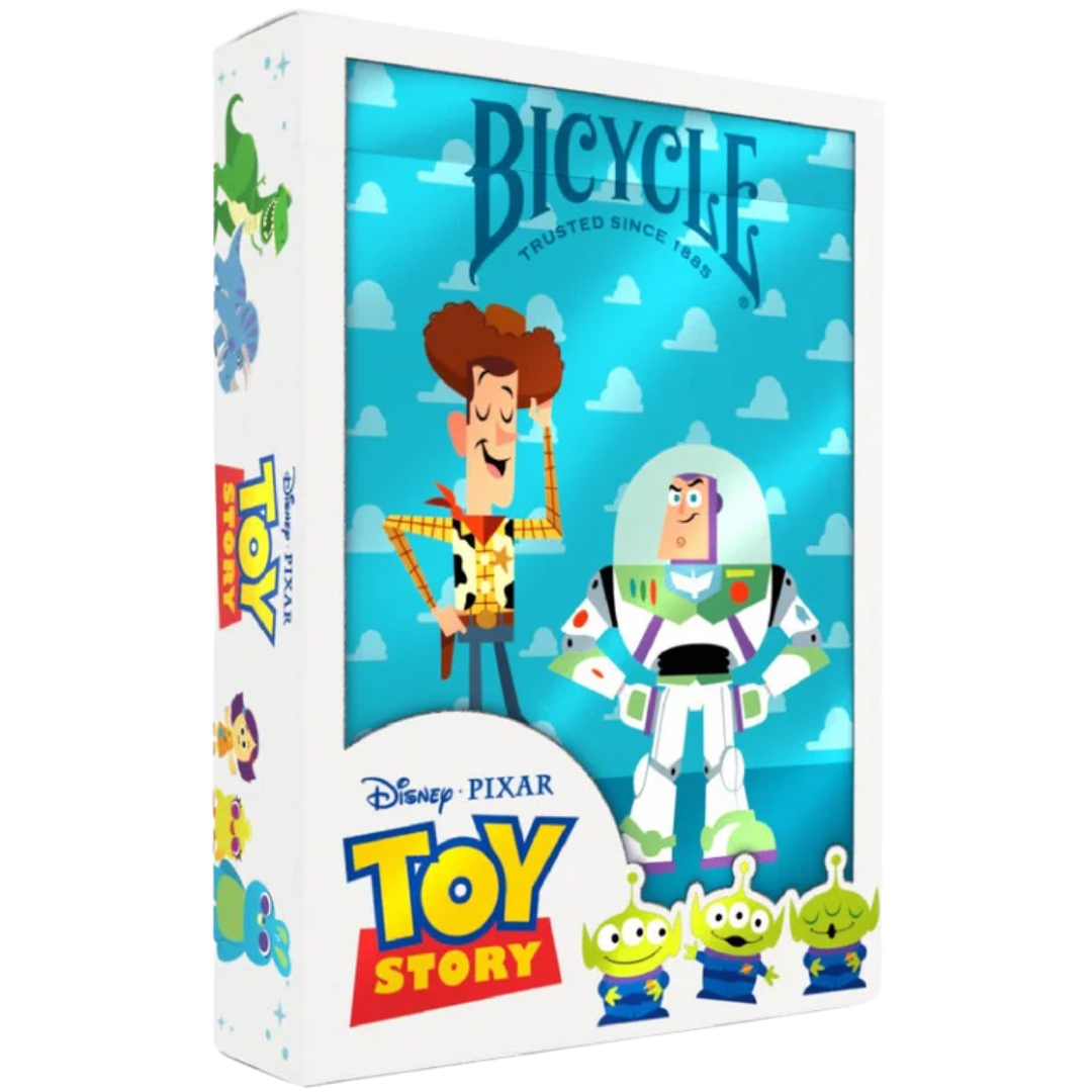 Bicycle Disney Toy Story playing cards deck with Pixar character art and custom tuck box