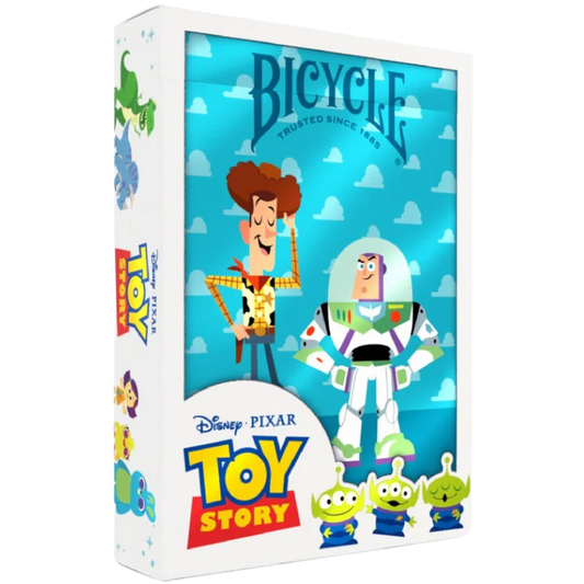 Bicycle Disney Toy Story playing cards deck with Pixar character art and custom tuck box