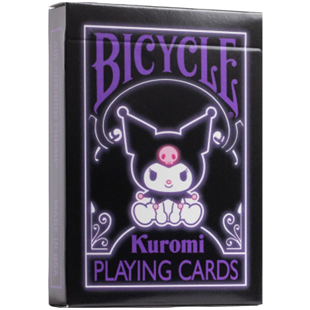 Bicycle Kuromi playing cards with Sanrio artwork and custom black pink and purple deck design