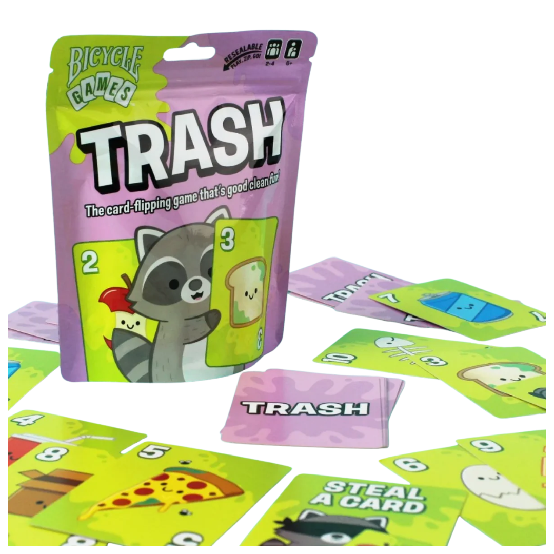 Play Bicycle Games Trash, a fast family card game for ages 6+. Includes 52 cards in a travel pouch. Free and fast shipping across Canada on orders over $249.
