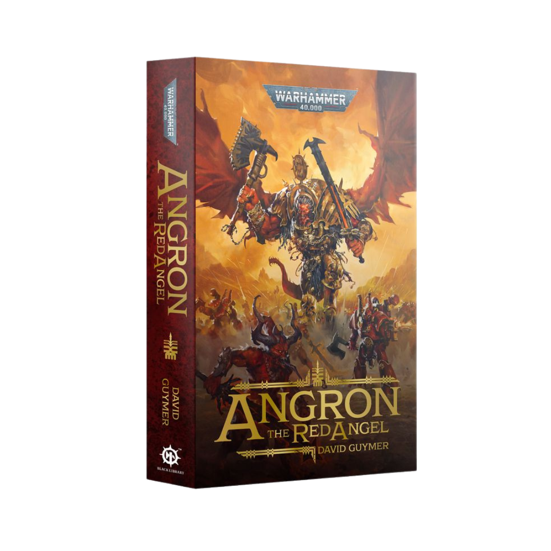 Black Library Angron: The Red Angel paperback novel, Warhammer 40K Chaos Primarch fiction featuring the World Eaters and daemon-fueled warfare.