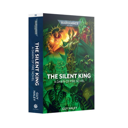 Paperback cover of Black Library Dawn of Fire The Silent King by Guy Haley