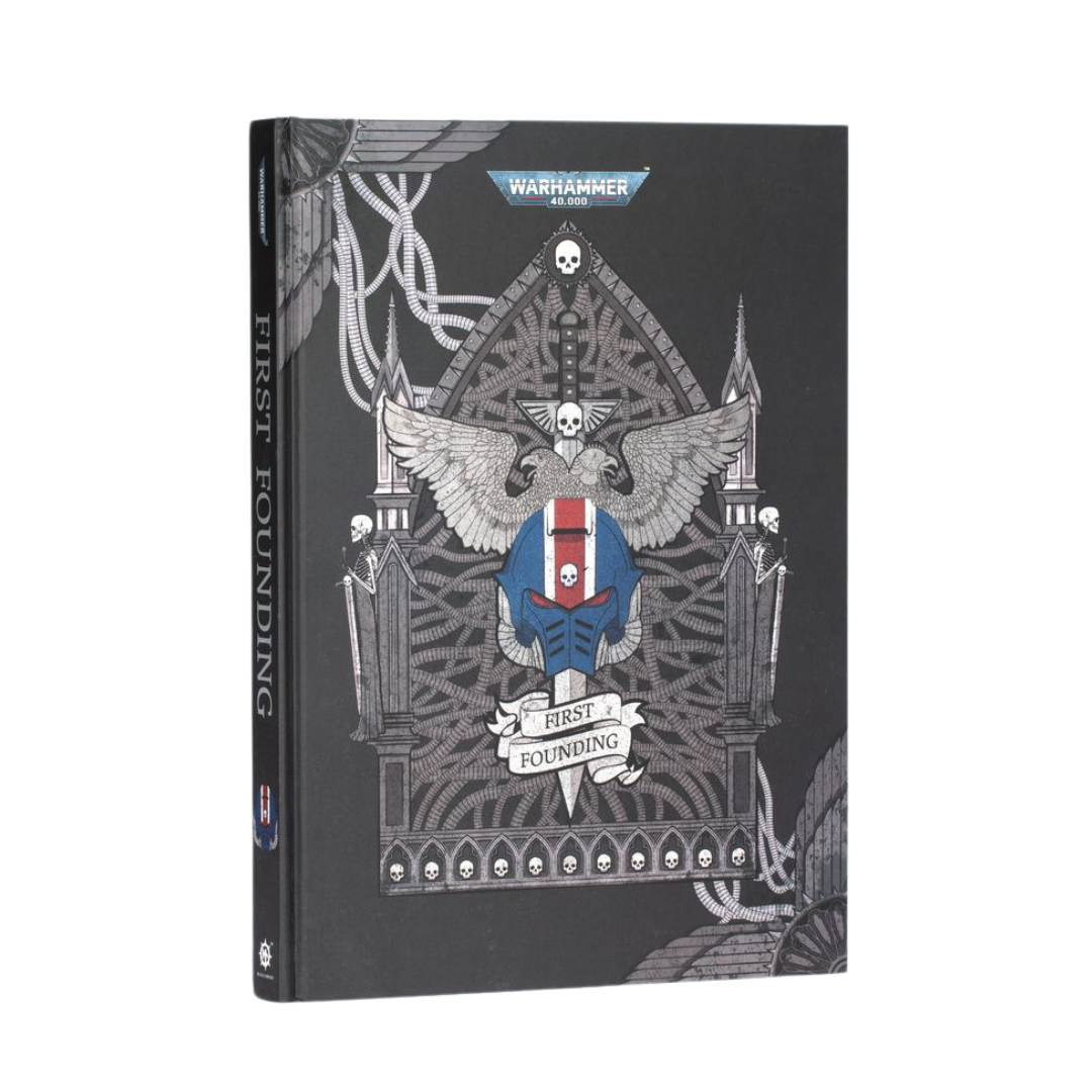 Black Library First Founding hardcover novel depicting iconic Space Marine Primarchs and early Legion battles in Warhammer 40k universe