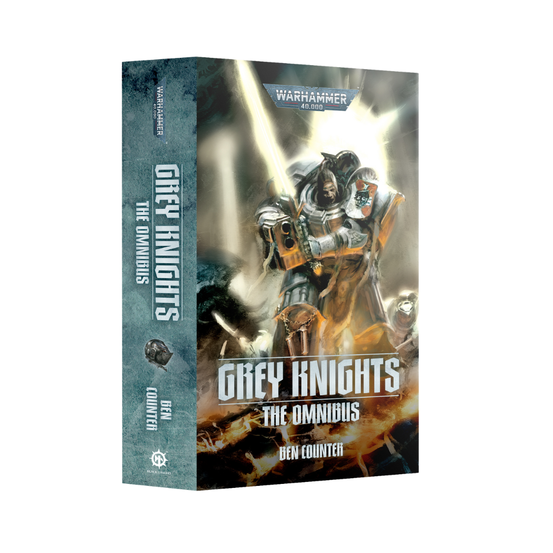 Grey Knights Omnibus paperback cover featuring daemon-hunting Space Marines from Black Library