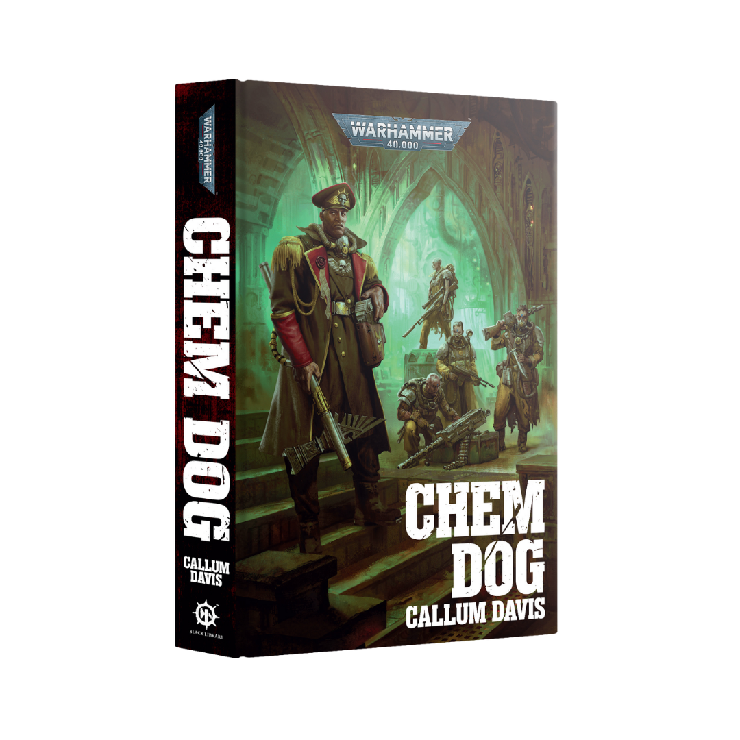 Warhammer 40k Black Library Chem Dog hardback novel by Callum Davis featuring Astra Militarum Savlar Chem-Dogs artwork